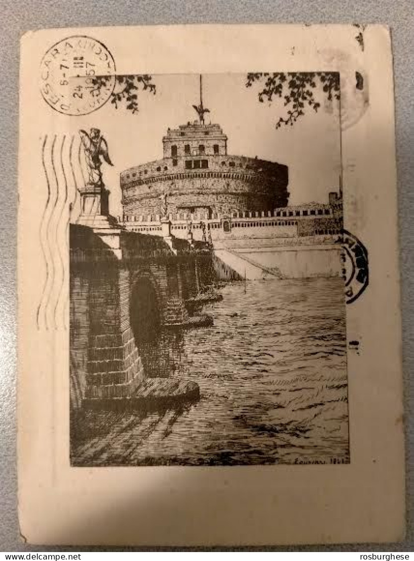 Cartolina Roma Ponte E Castel Sant'angelo FG VG 1957 - Castel Sant'Angelo