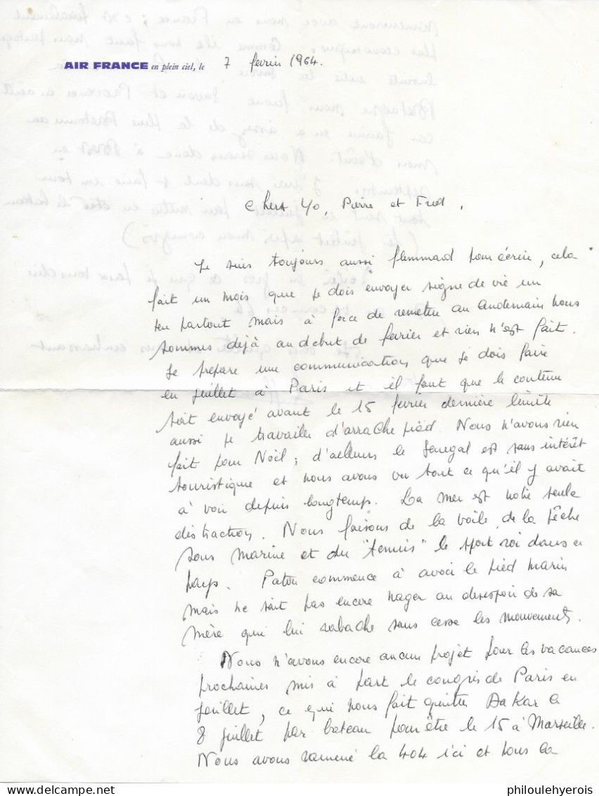 AIR FRANCE Enveloppe Et Lettre 1964 Du Sénégal Pour Le Maroc - Non Classés