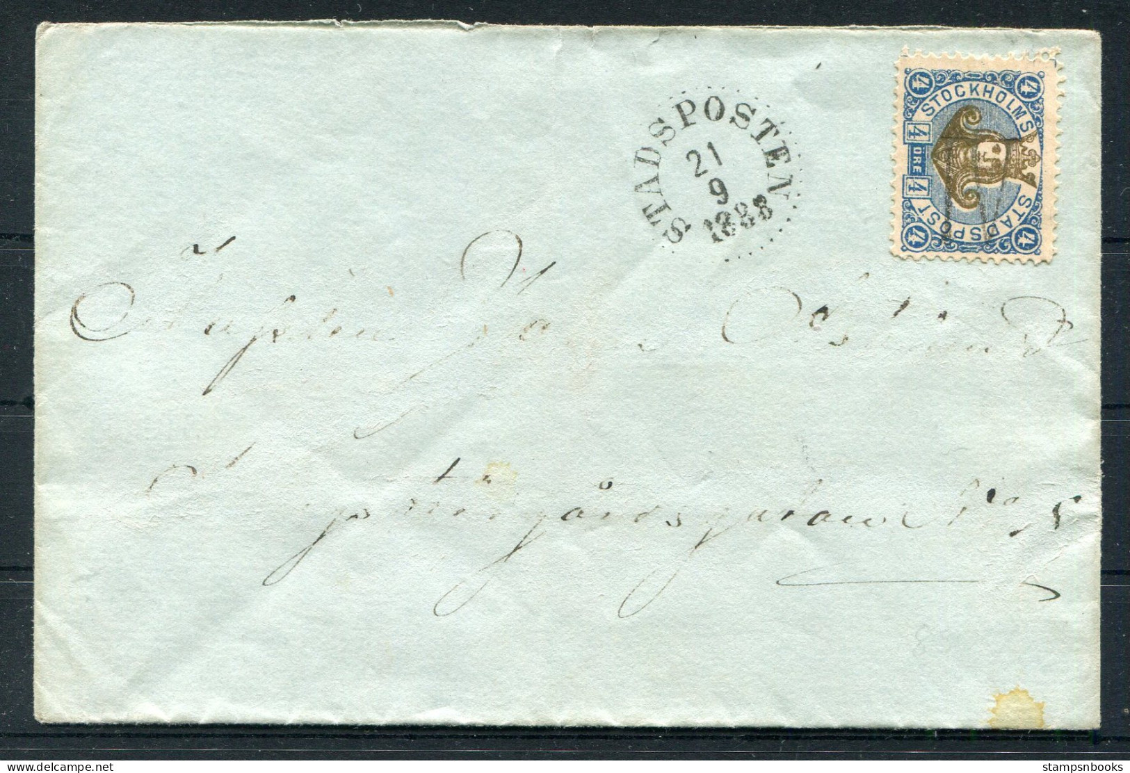 1888 Sweden Stockholm Stadspost Local Post Cover  - Emissions Locales