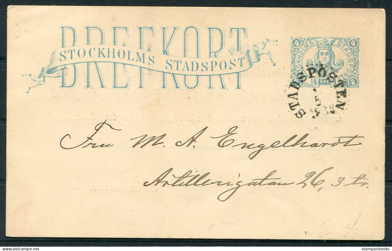 1888 Sweden Stockholm Stadspost Local Post Stationery Postcard - Emissions Locales