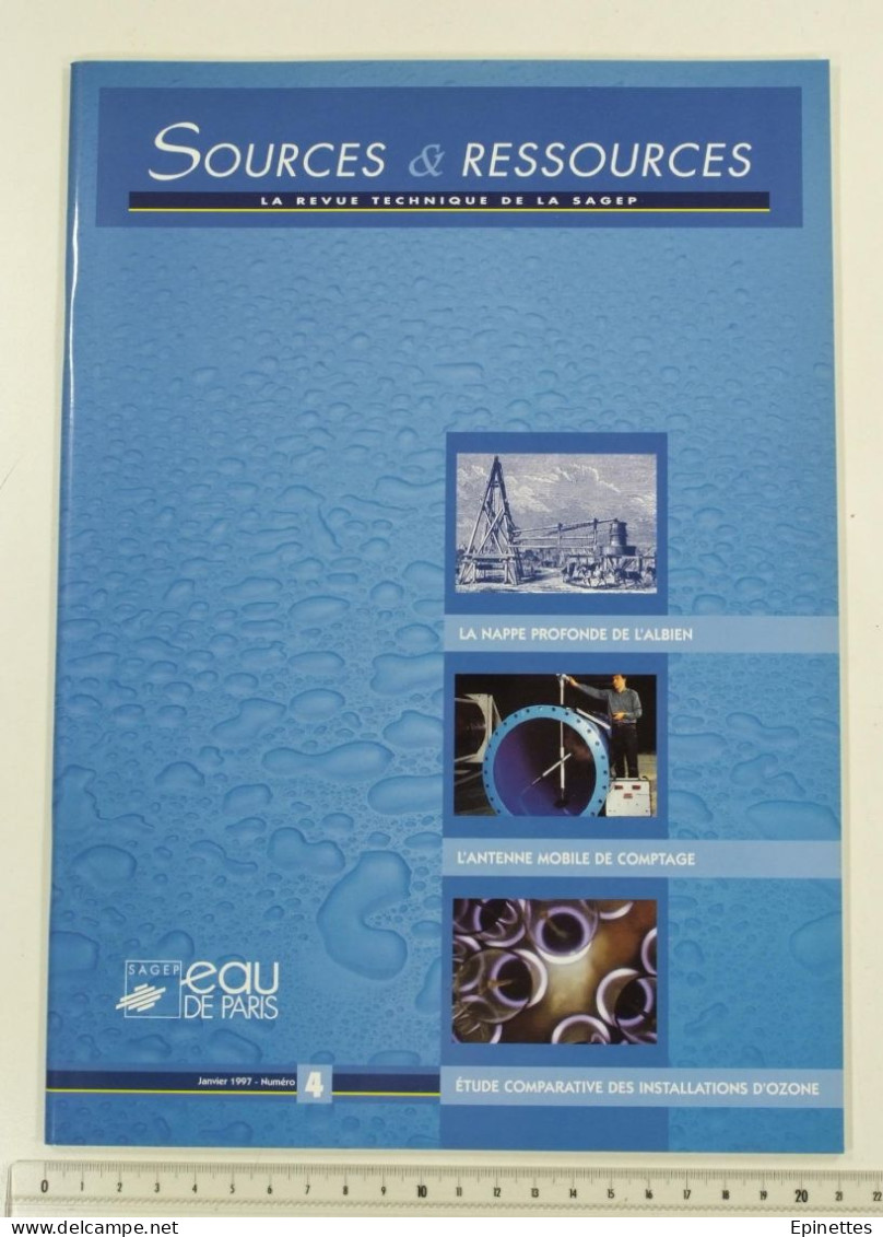 Lot 10 n°s Sources & Ressources, Revue technique de la SAGEP, Eau de Paris, n°1 à 9 + n° spécial Aqueducs, 1994-2001