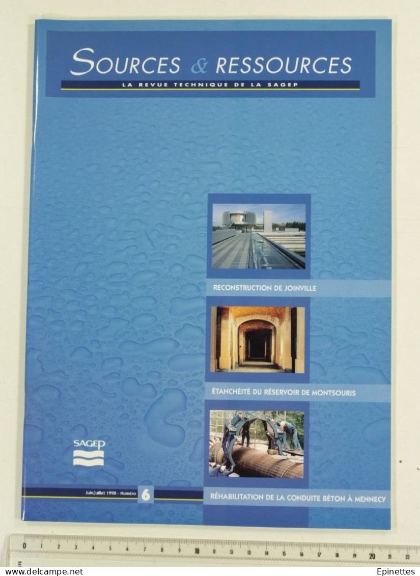 Lot 10 n°s Sources & Ressources, Revue technique de la SAGEP, Eau de Paris, n°1 à 9 + n° spécial Aqueducs, 1994-2001