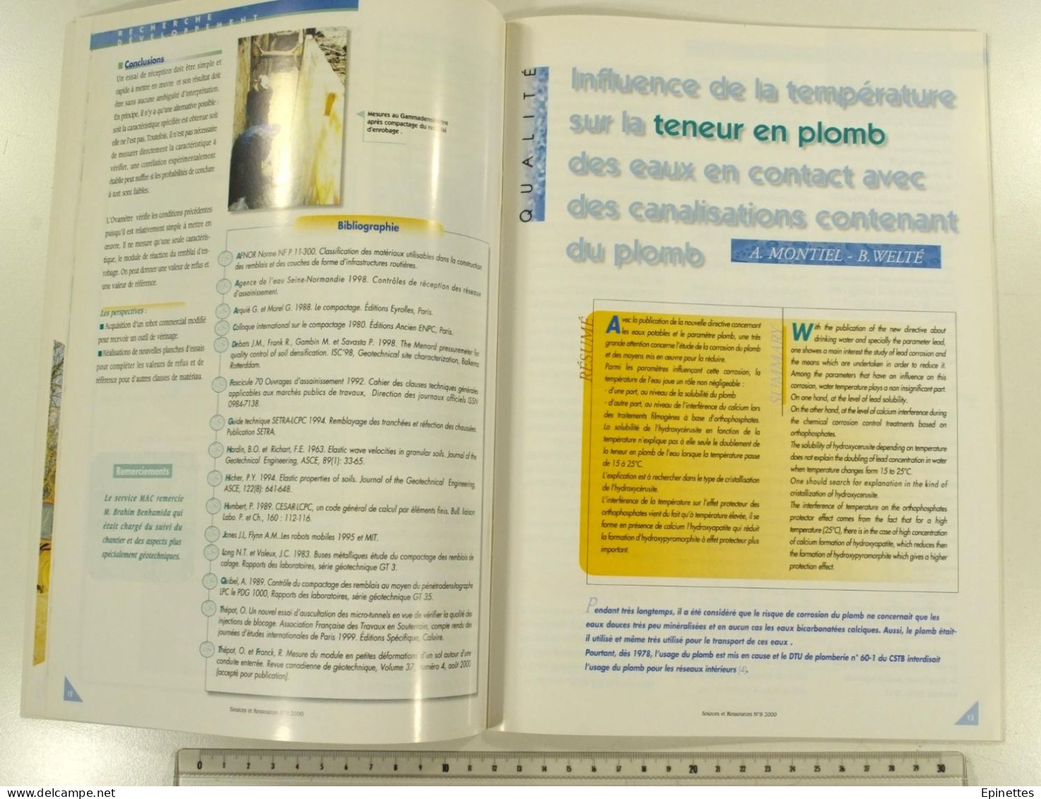 Lot 10 n°s Sources & Ressources, Revue technique de la SAGEP, Eau de Paris, n°1 à 9 + n° spécial Aqueducs, 1994-2001