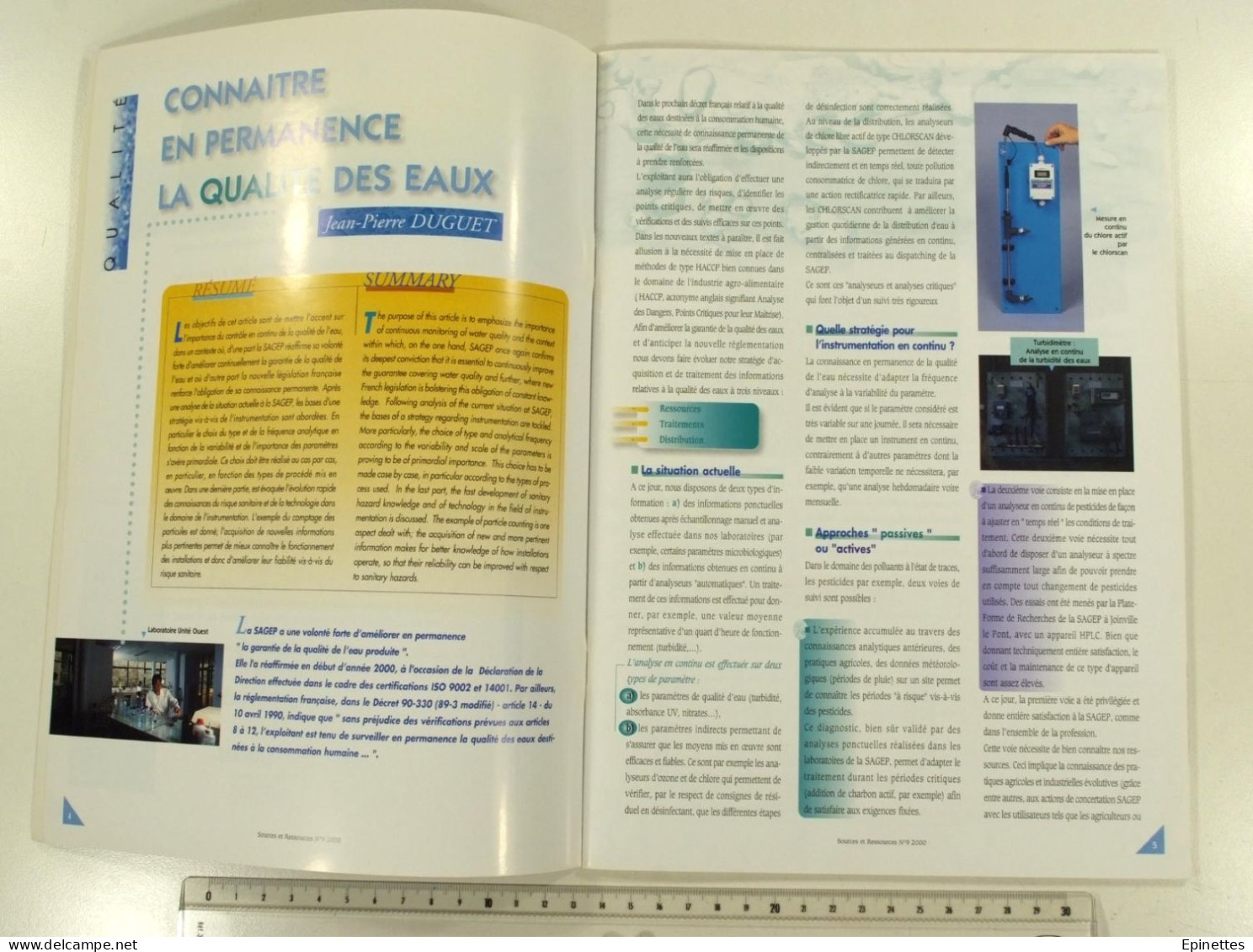 Lot 10 n°s Sources & Ressources, Revue technique de la SAGEP, Eau de Paris, n°1 à 9 + n° spécial Aqueducs, 1994-2001