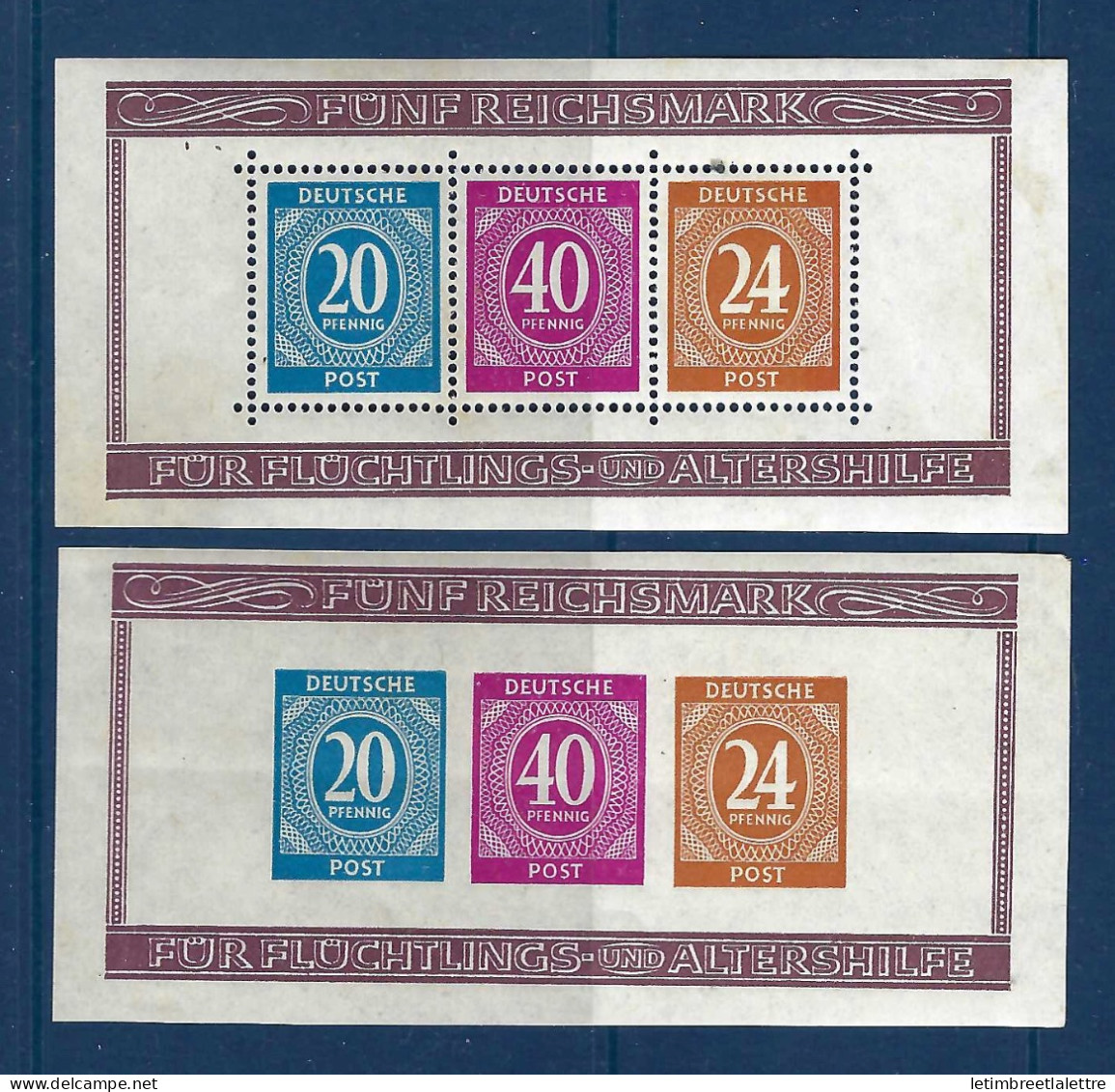 Allemagne - Bizone - Bloc YT N° 1 Et 1a ** - Neuf Sans Charnière Mais Avec Impureté - 1949 - Nuevos