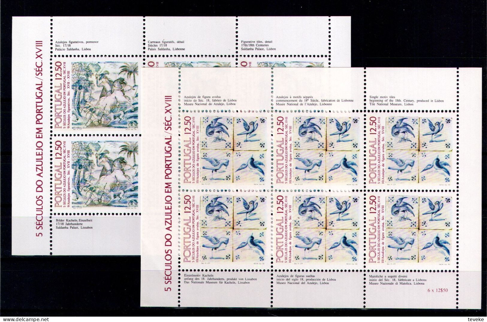 PORTUGAL 1981/1985 - MNH ** - Azulejos - Complete Set of Blocks and Minisheets