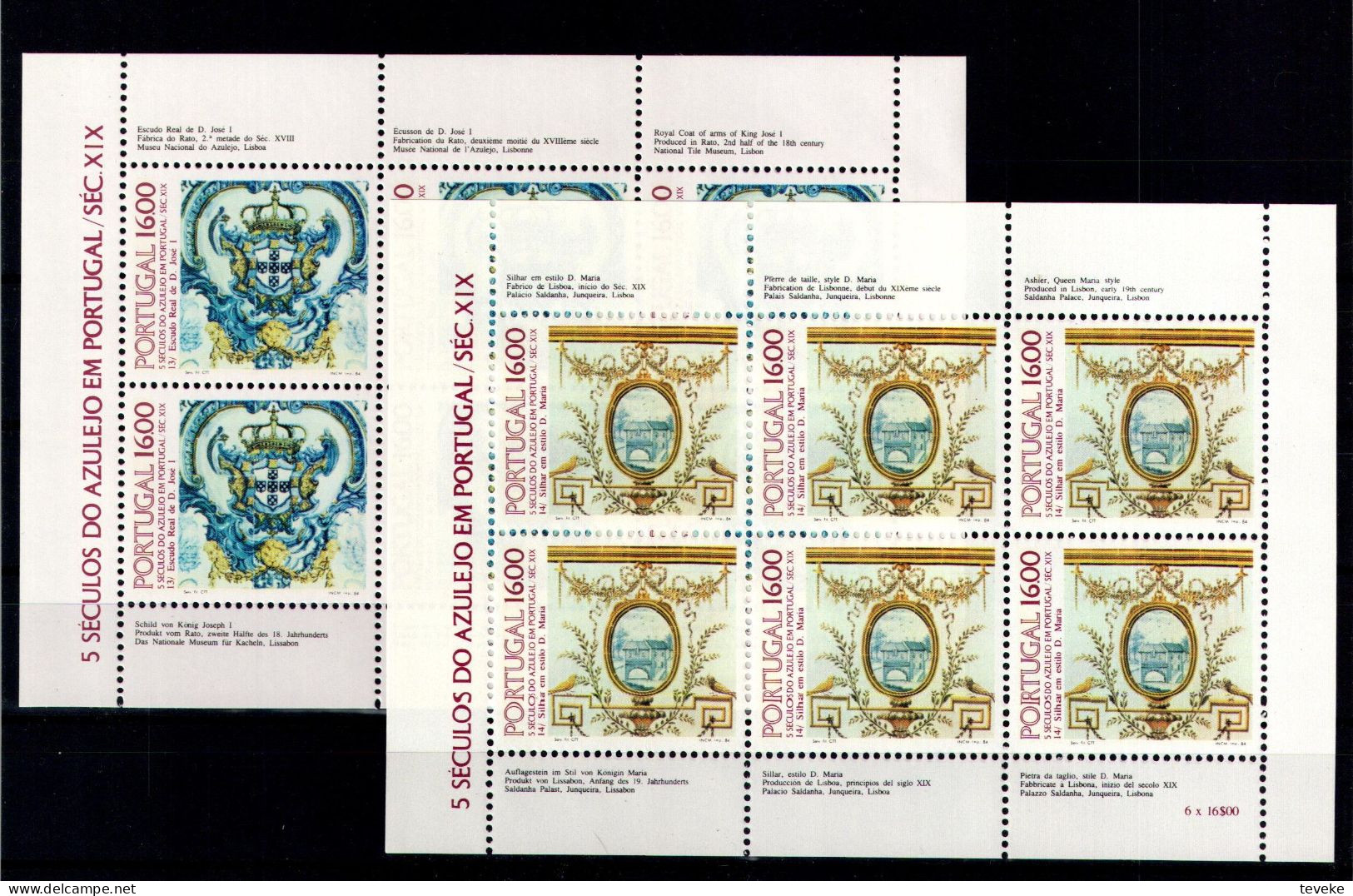 PORTUGAL 1981/1985 - MNH ** - Azulejos - Complete Set of Blocks and Minisheets