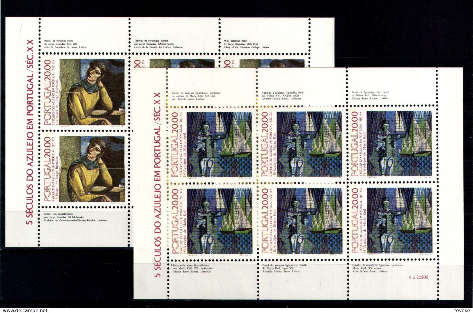 PORTUGAL 1981/1985 - MNH ** - Azulejos - Complete Set of Blocks and Minisheets