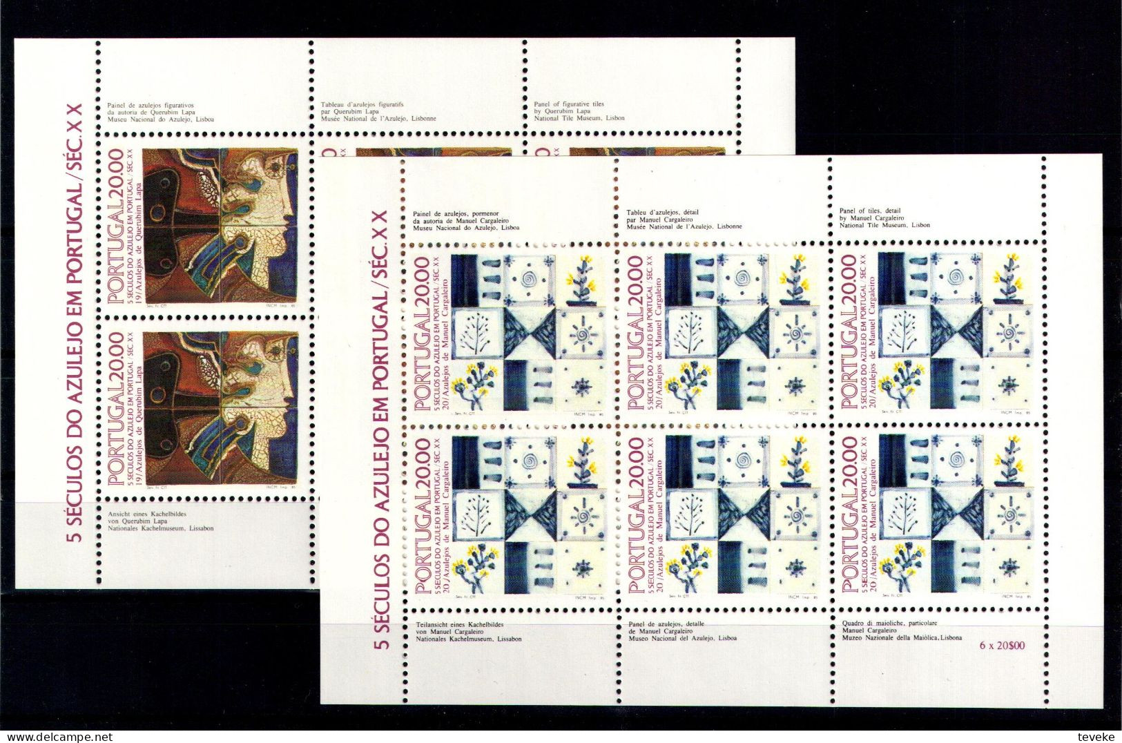 PORTUGAL 1981/1985 - MNH ** - Azulejos - Complete Set of Blocks and Minisheets