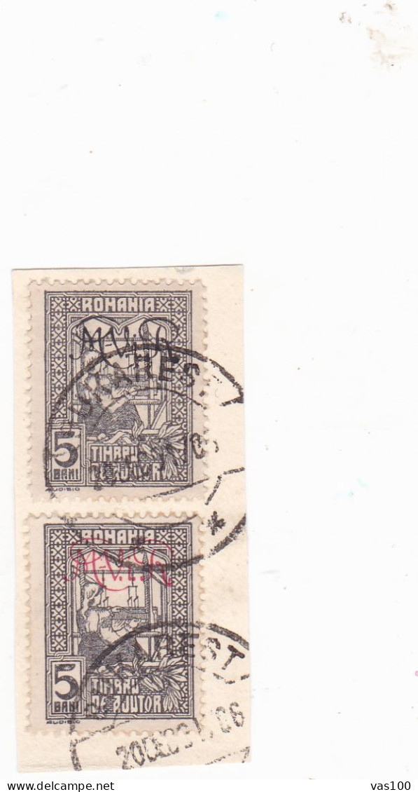 Germany WW1 Occupation In Romania 1917 MViR 5 BANI 2 STAMPS POSTAGE DUE USED FRAGMENT RARE! - Besetzungen