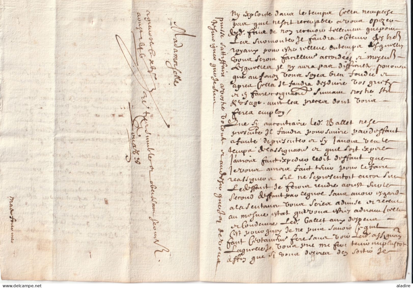 1646 - Lettre Pliée Avec Correspondance De 3 Pages De GRENOBLE Vers MASRON ? Début Du Règne De LOUIS XIV - ....-1700: Precursors