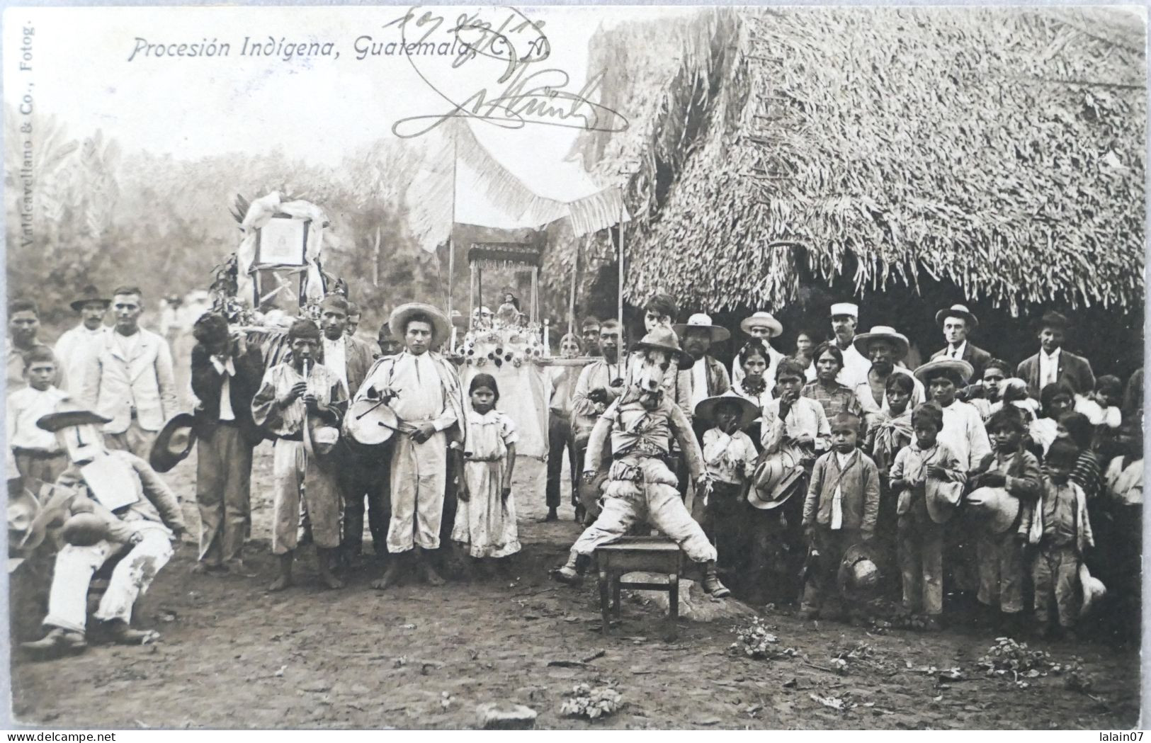 C. P. A. : GUATEMALA : Procesion Indigena , 2 Sellos En 1916 - Guatemala