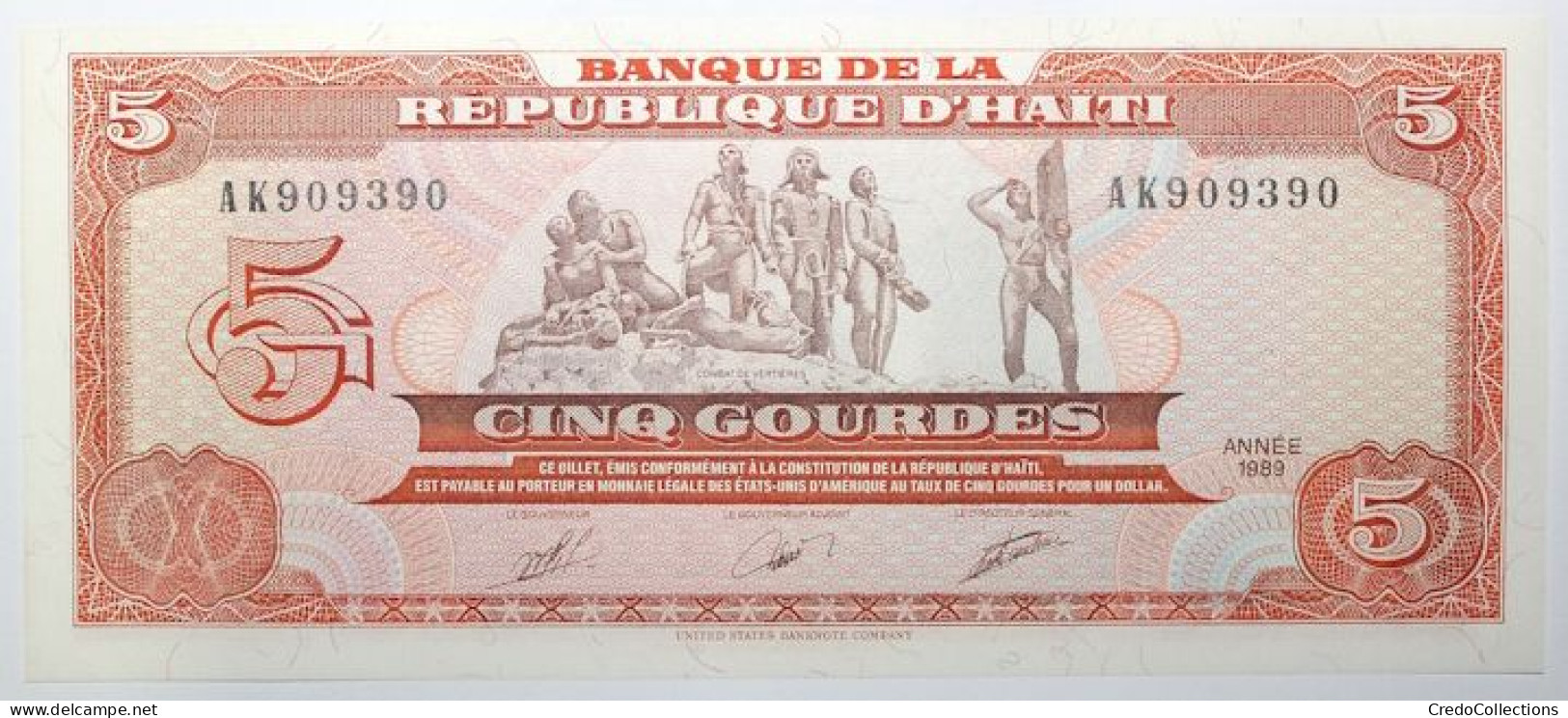 Haïti - 5 Gourdes - 1989 - PICK 255a.2 - NEUF - Haiti