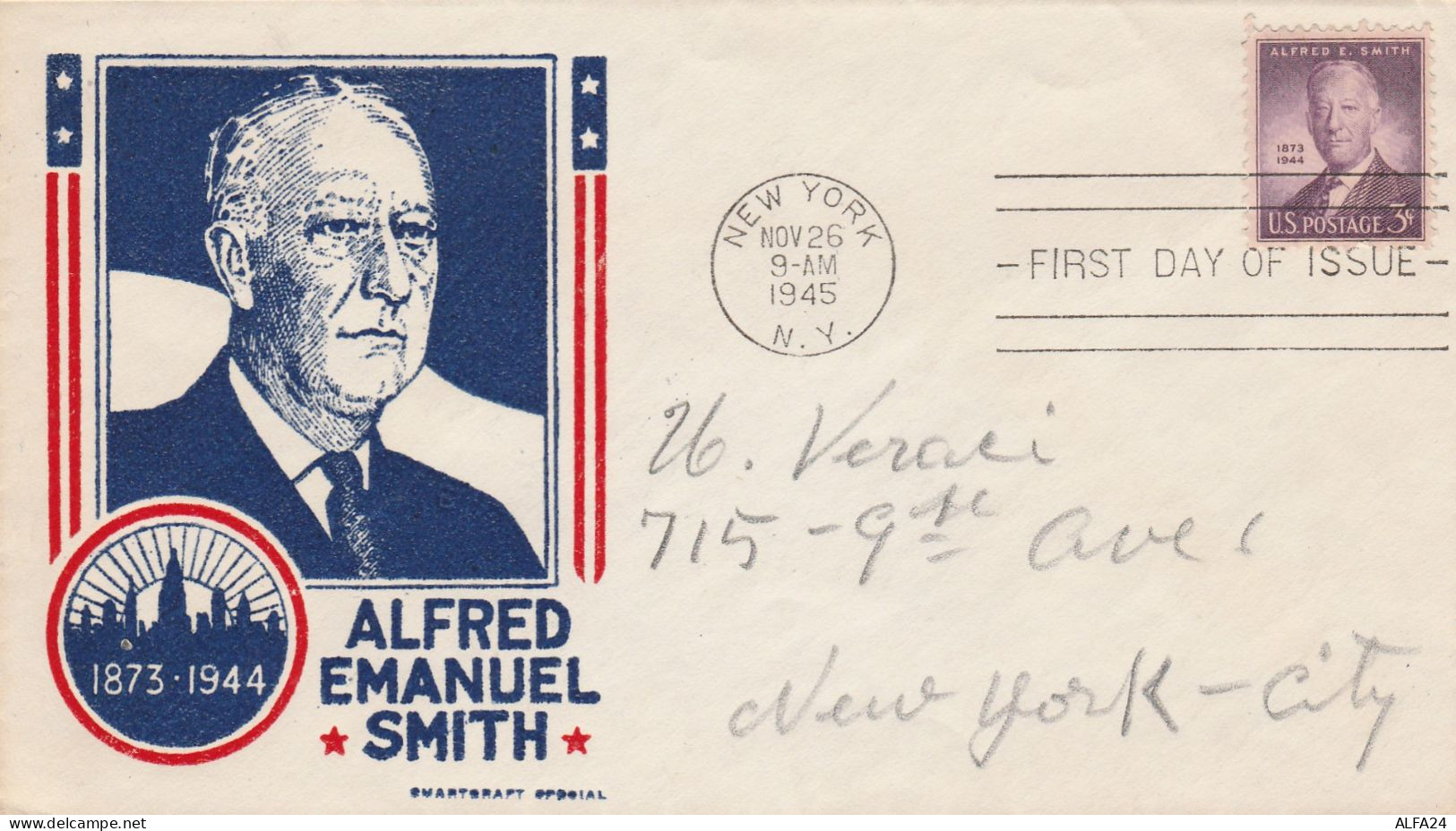 LETTERA FDC 1945 USA ALFRED E.SMITH (LY300 - 1941-1950