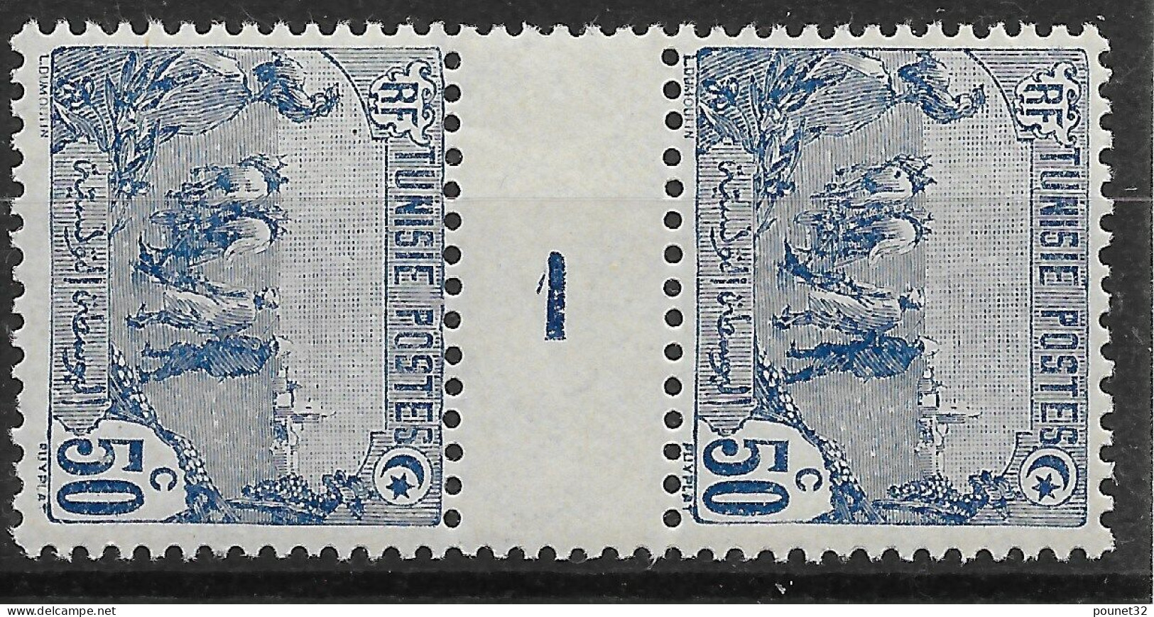 TIMBRE TUNISIE N° 74 PAIRE MILLESIME 1 NEUVE ** GOMME SANS CHARNIERE - Timbres-taxe