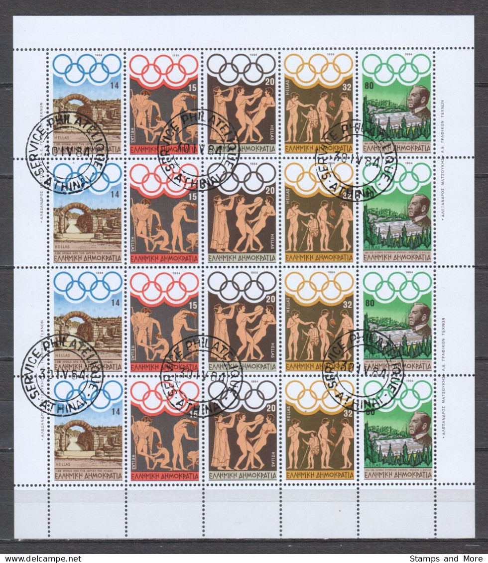 Greece 1984 Kleinbogen Mi 1557-1561 Canceled SUMMER OLYMPICS LOS ANGELES - Blocks & Sheetlets