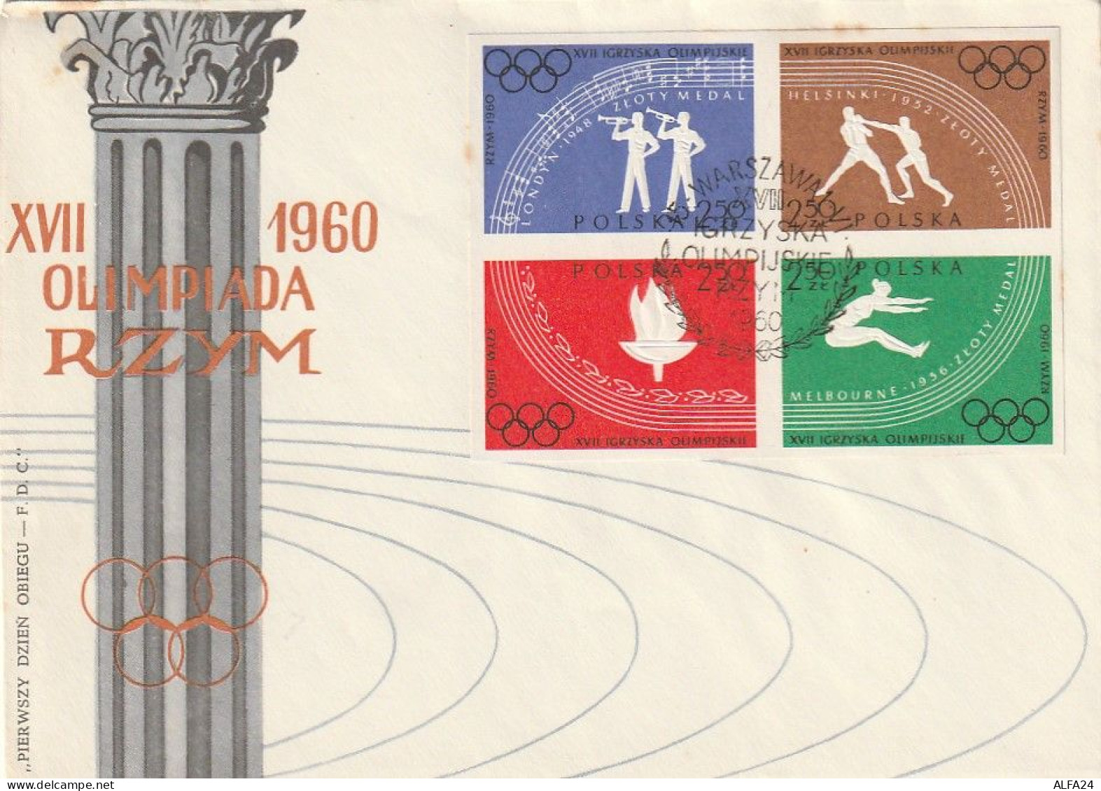 FDC GIOCHI OLIMPICI 1960 POLONIA (OG273 - Verano 1960: Roma