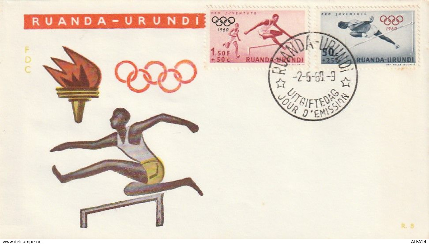FDC GIOCHI OLIMPICI 1960 RUANDA URUNDI (OG242 - Verano 1960: Roma