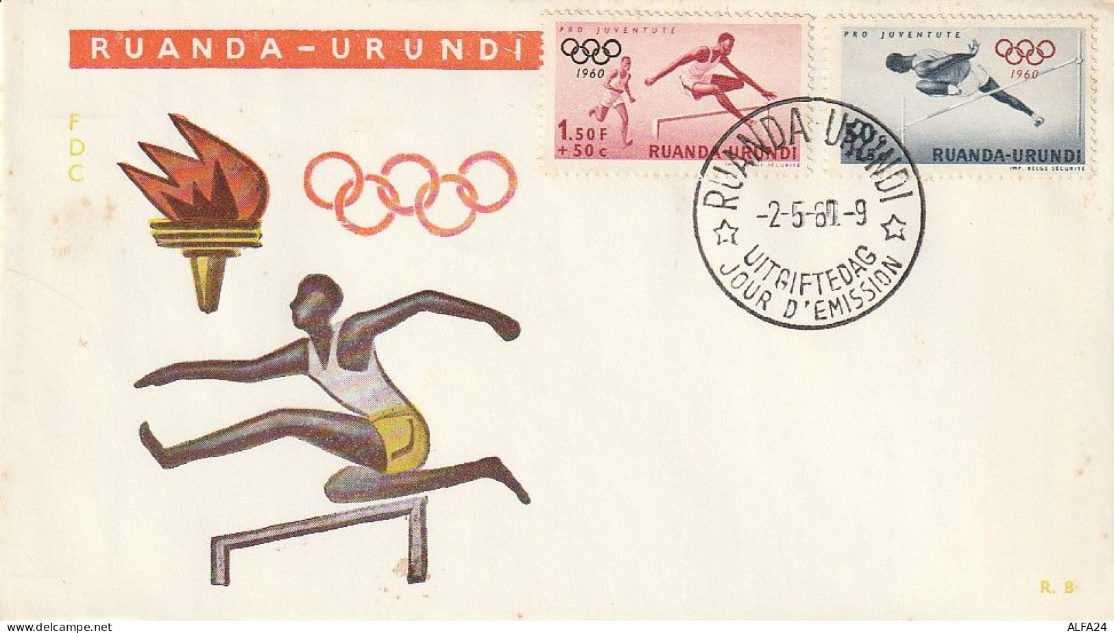 FDC GIOCHI OLIMPICI 1960 RUANDA URUNDI (OG241 - Verano 1960: Roma