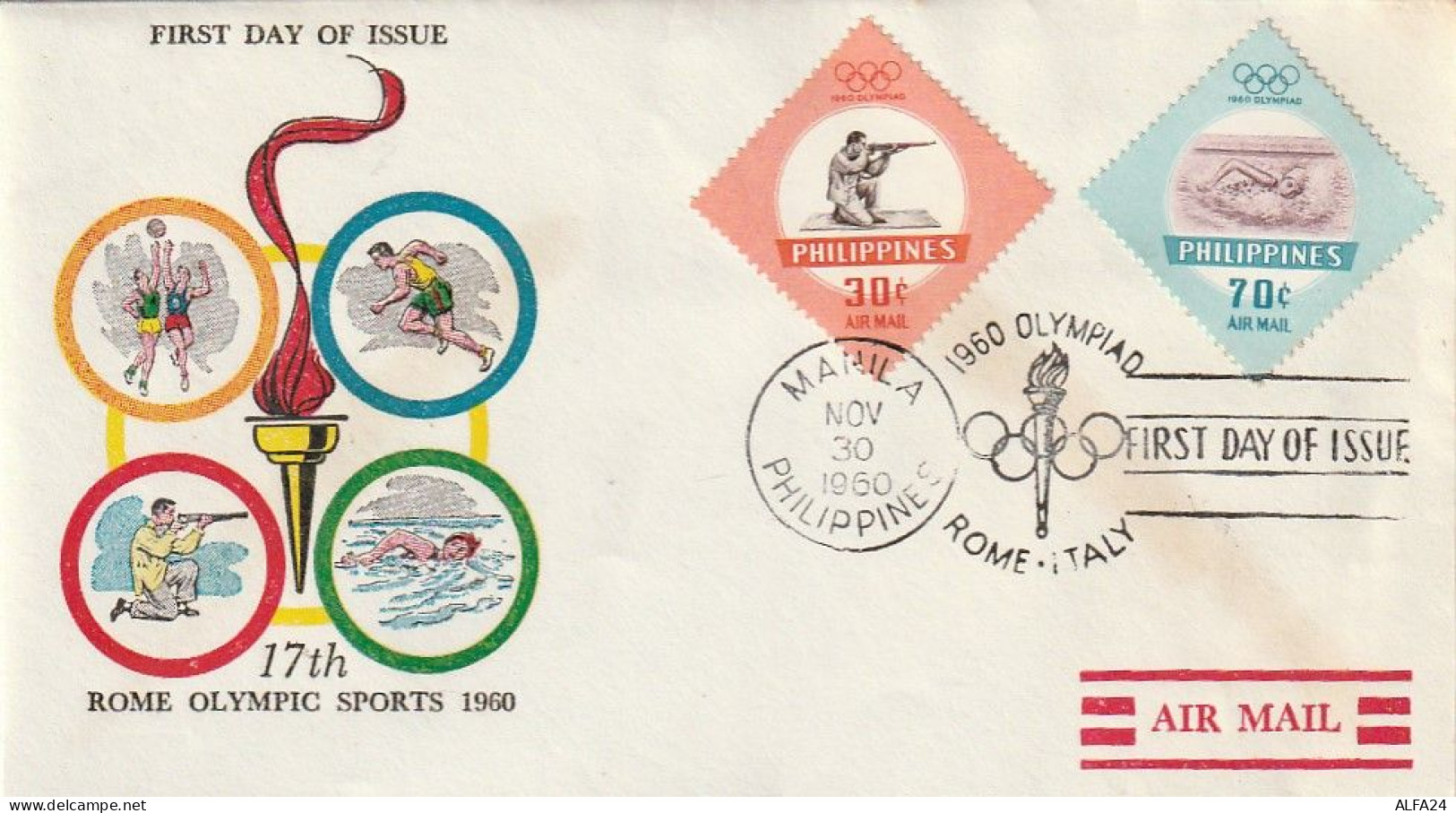 FDC GIOCHI OLIMPICI 1960 FILIPPINE (OG197 - Summer 1960: Rome