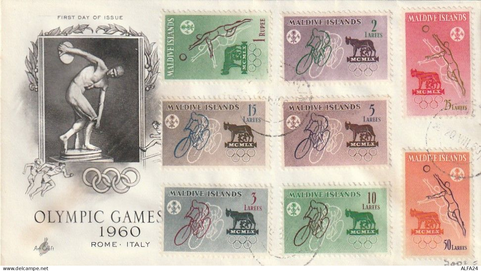 FDC GIOCHI OLIMPICI 1960 MALDIVE (OG153 - Verano 1960: Roma