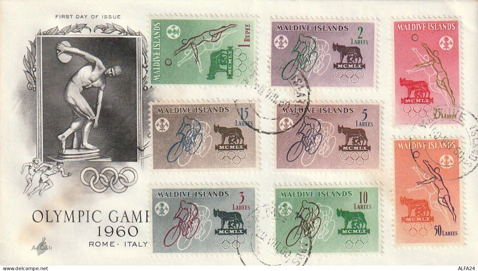 FDC GIOCHI OLIMPICI 1960 MALDIVE (OG149 - Verano 1960: Roma