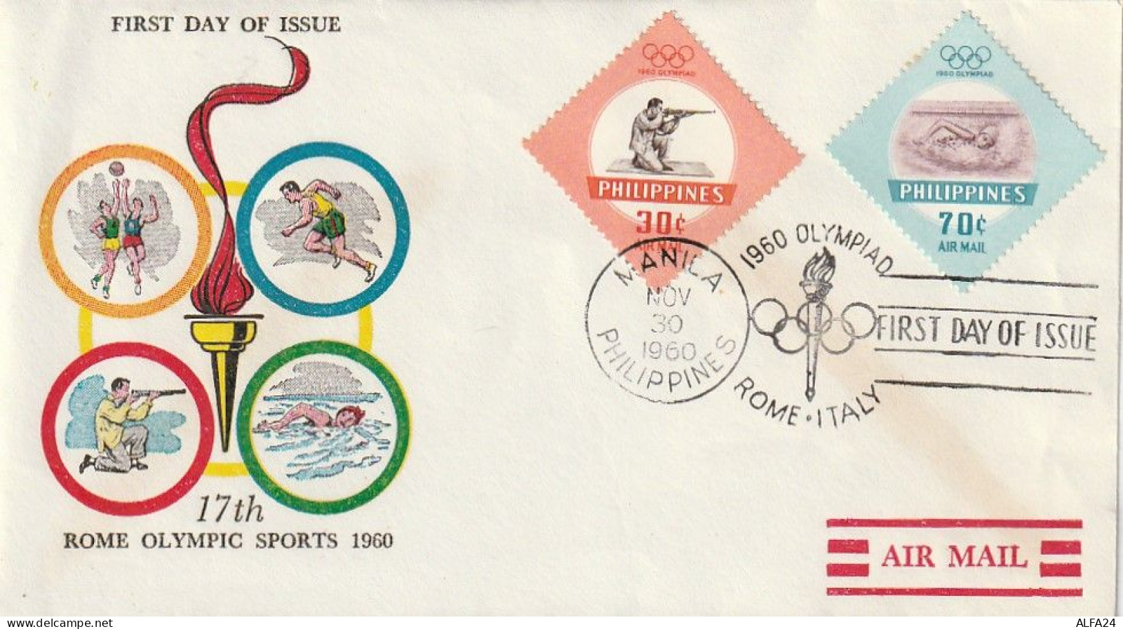 FDC GIOCHI OLIMPICI 1960 FILIPPINE (OG134 - Summer 1960: Rome