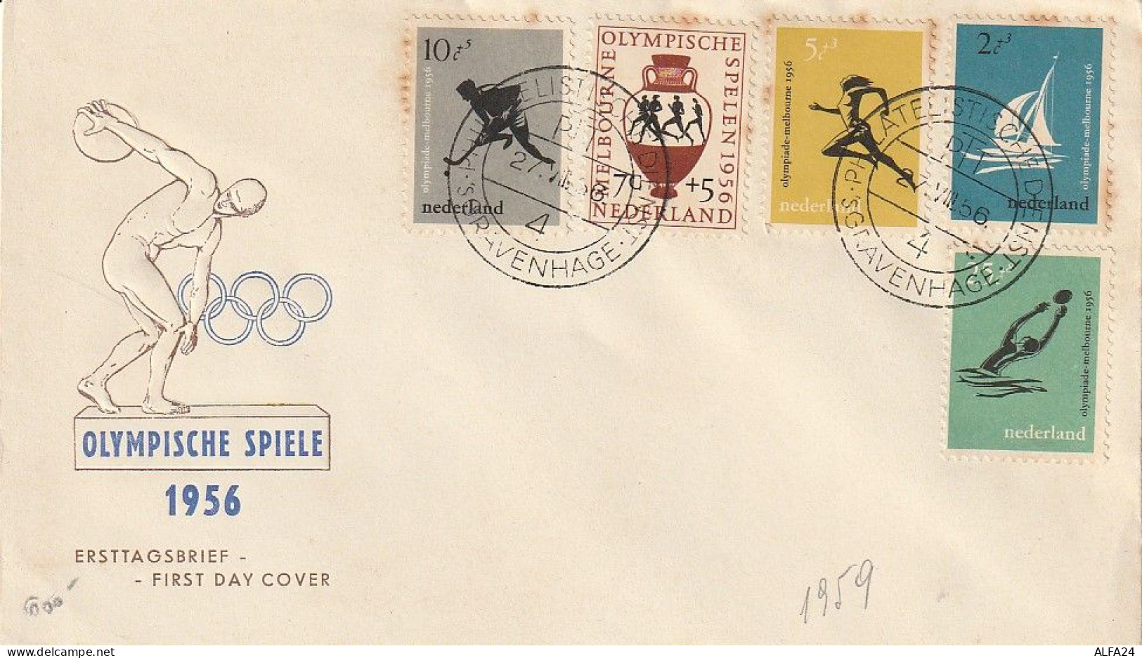 FDC GIOCHI OLIMPICI 1956 PAESI BASSI - OLANDA (OG157 - Summer 1956: Melbourne