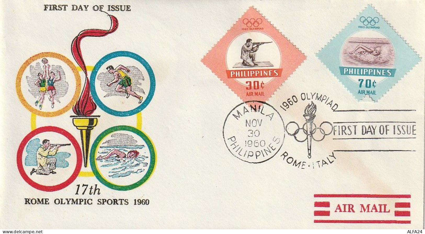 FDC GIOCHI OLIMPICI 1960 FILIPPINE (OG136 - Verano 1960: Roma
