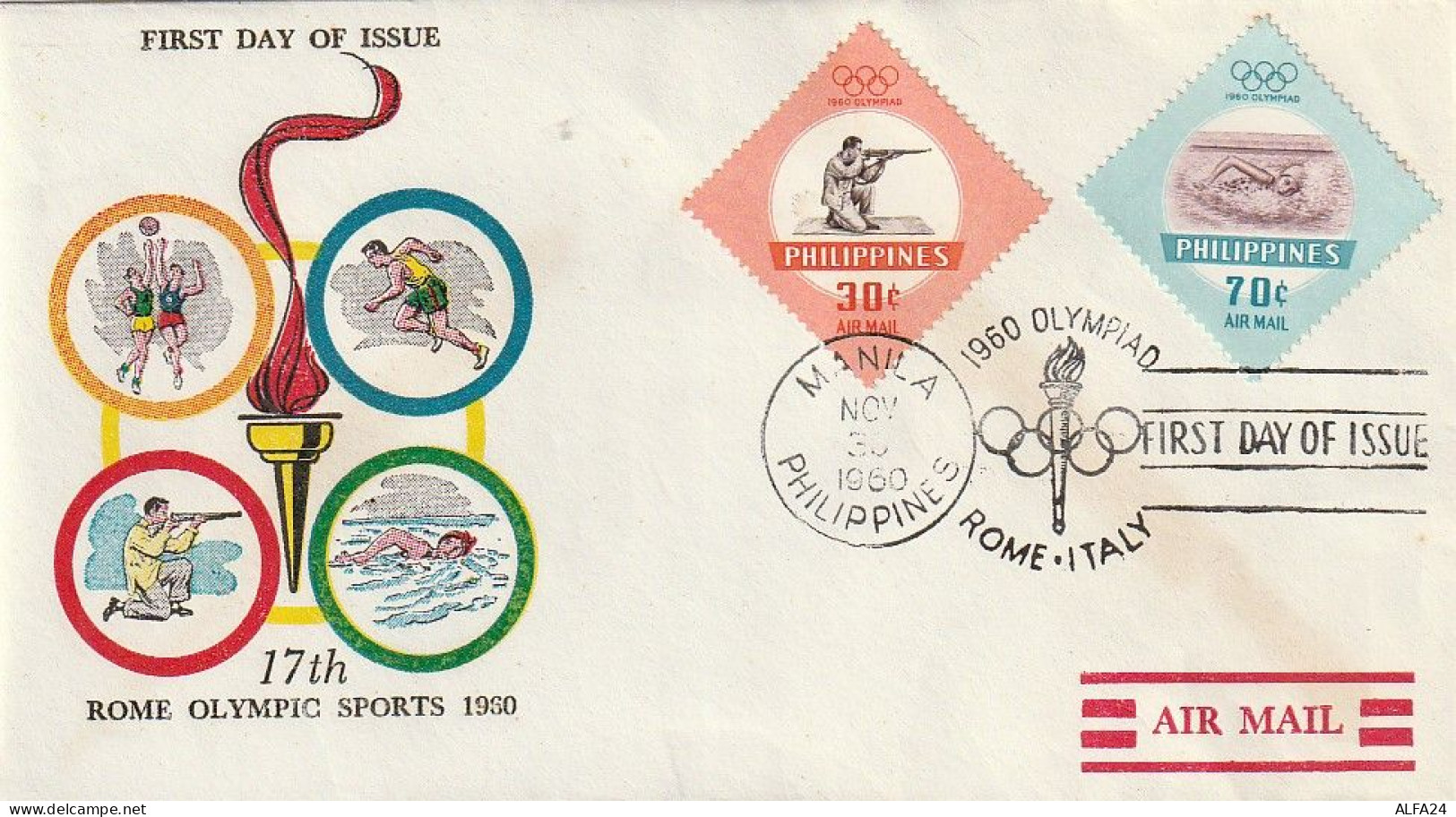 FDC GIOCHI OLIMPICI 1960 FILIPPINE (OG135 - Summer 1960: Rome