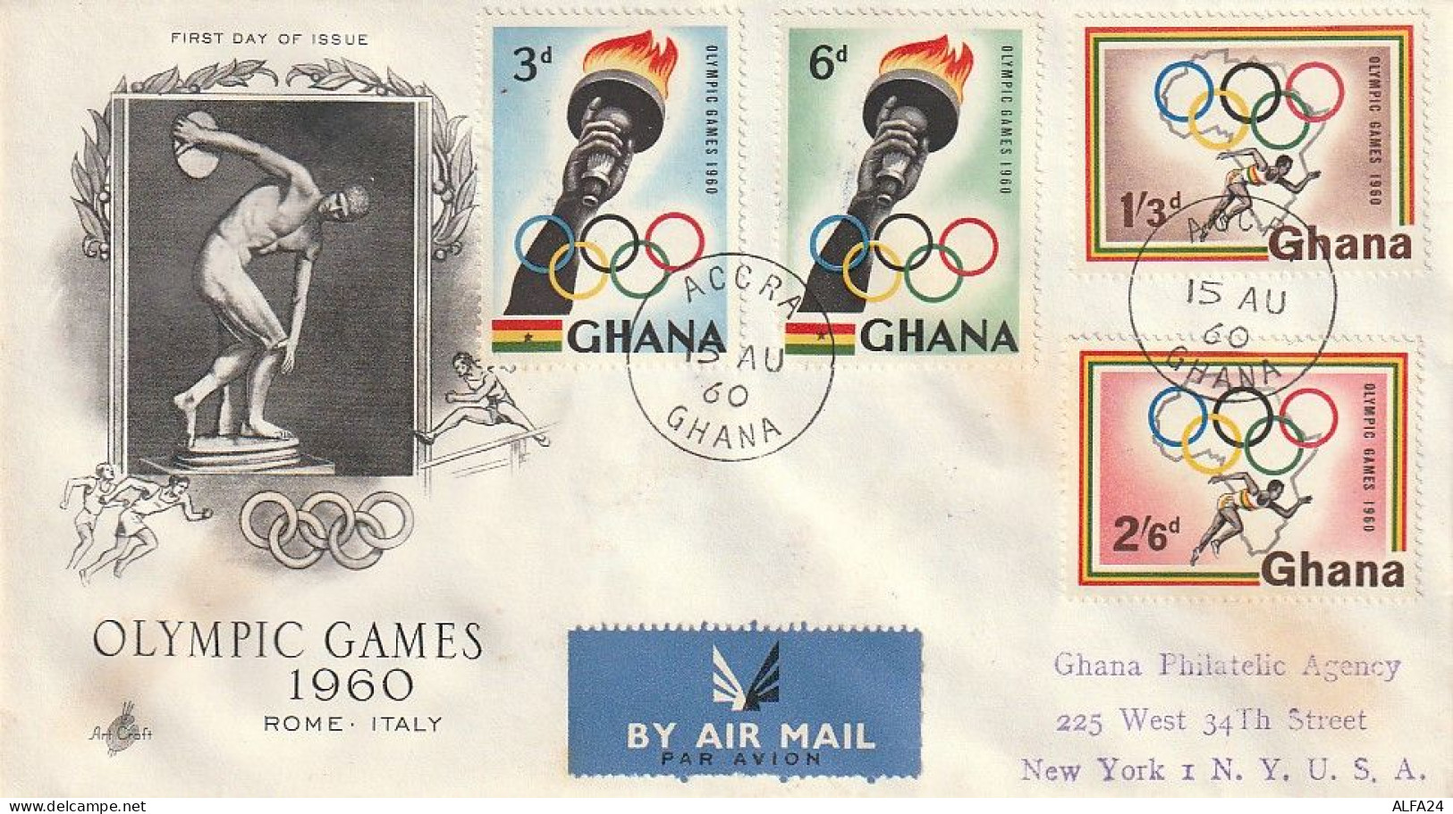 FDC GIOCHI OLIMPICI 1960 GHANA (OG31 - Ete 1960: Rome