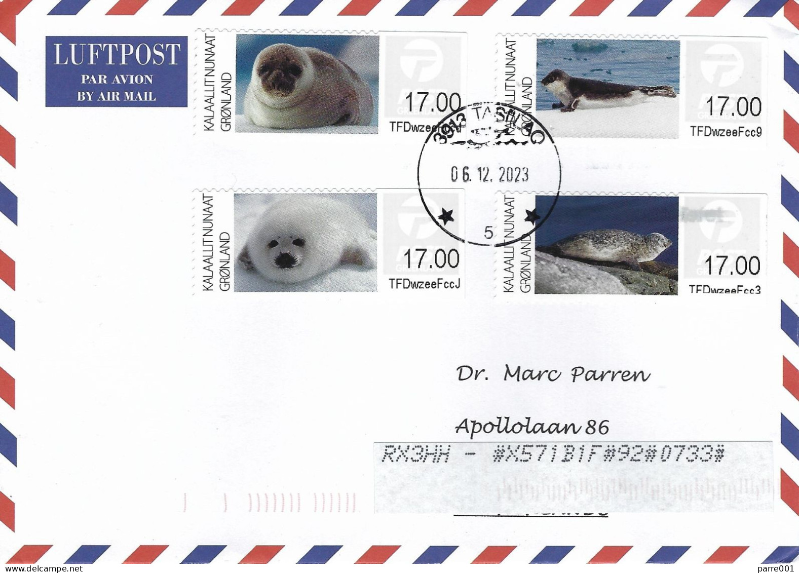 Greenland 2023 Tasilaq Harp Seal Pagophilus Groenlandicus ATM FRAMA Cover - Timbres De Distributeurs