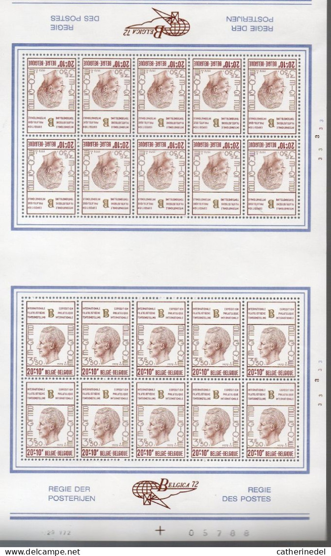 Année 1972 : 1635 ** En Feuilles De 20 - Belgica 72 - Zonder Classificatie