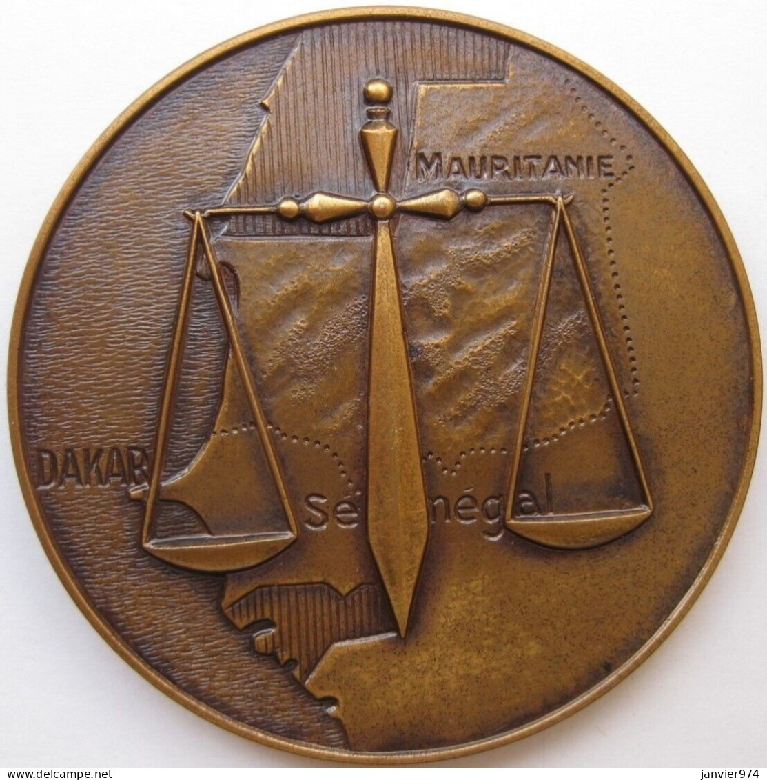 Afrique De L'Ouest Sénégal Médaille En Bronze Inauguration Du Palais De Justice De Dakar Décembre 1958  - Andere & Zonder Classificatie