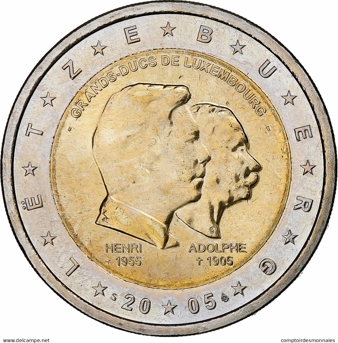 Luxembourg, 2 Euro, Henri, Adolphe, 2005, Utrecht, SPL, Bimétallique, KM:87 - Luxemburg