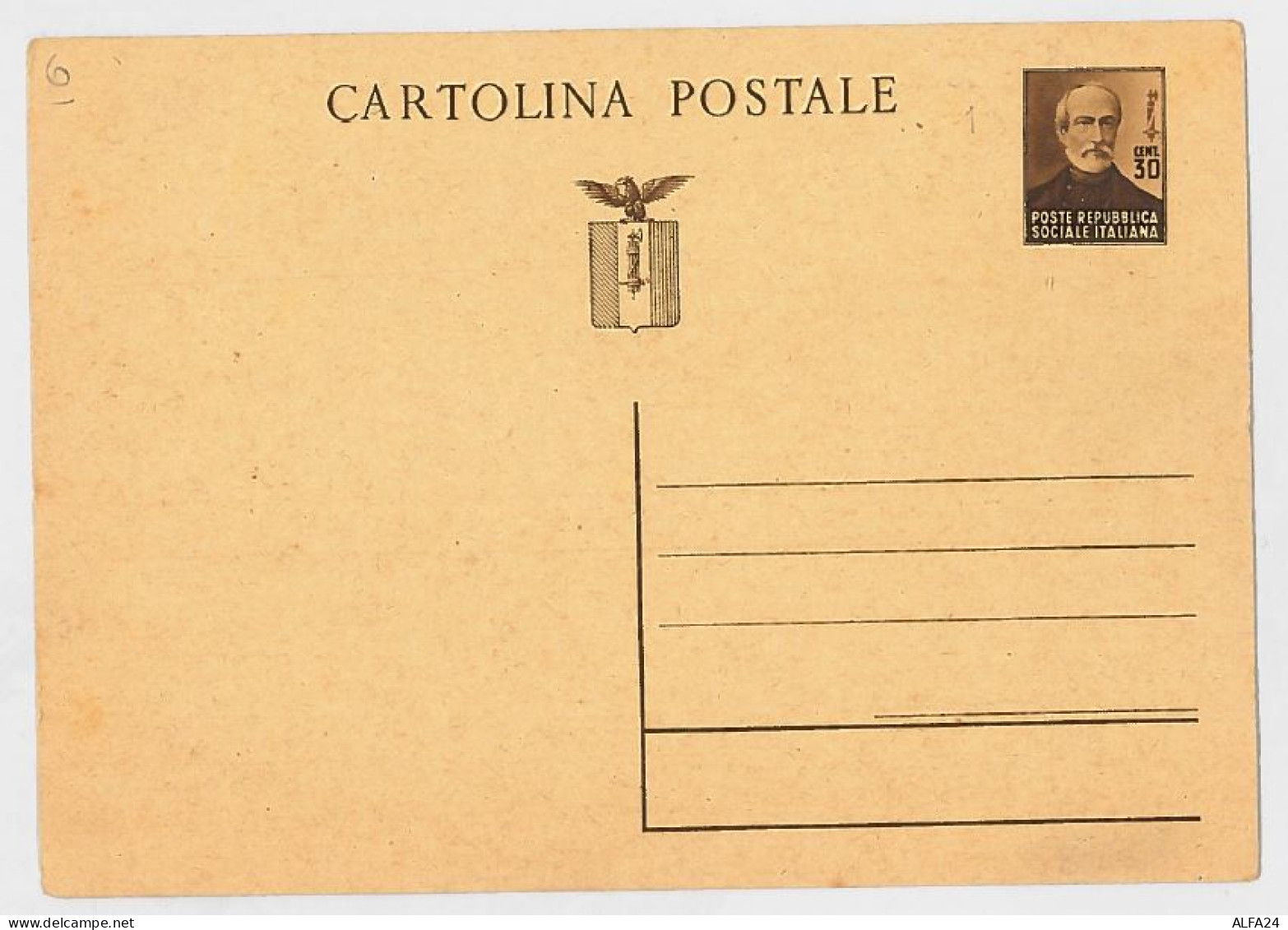 CARTOLINA POSTALE CENT.30 REPUBBLICA SOCIALE - NUOVA (RL256 - Postwaardestukken