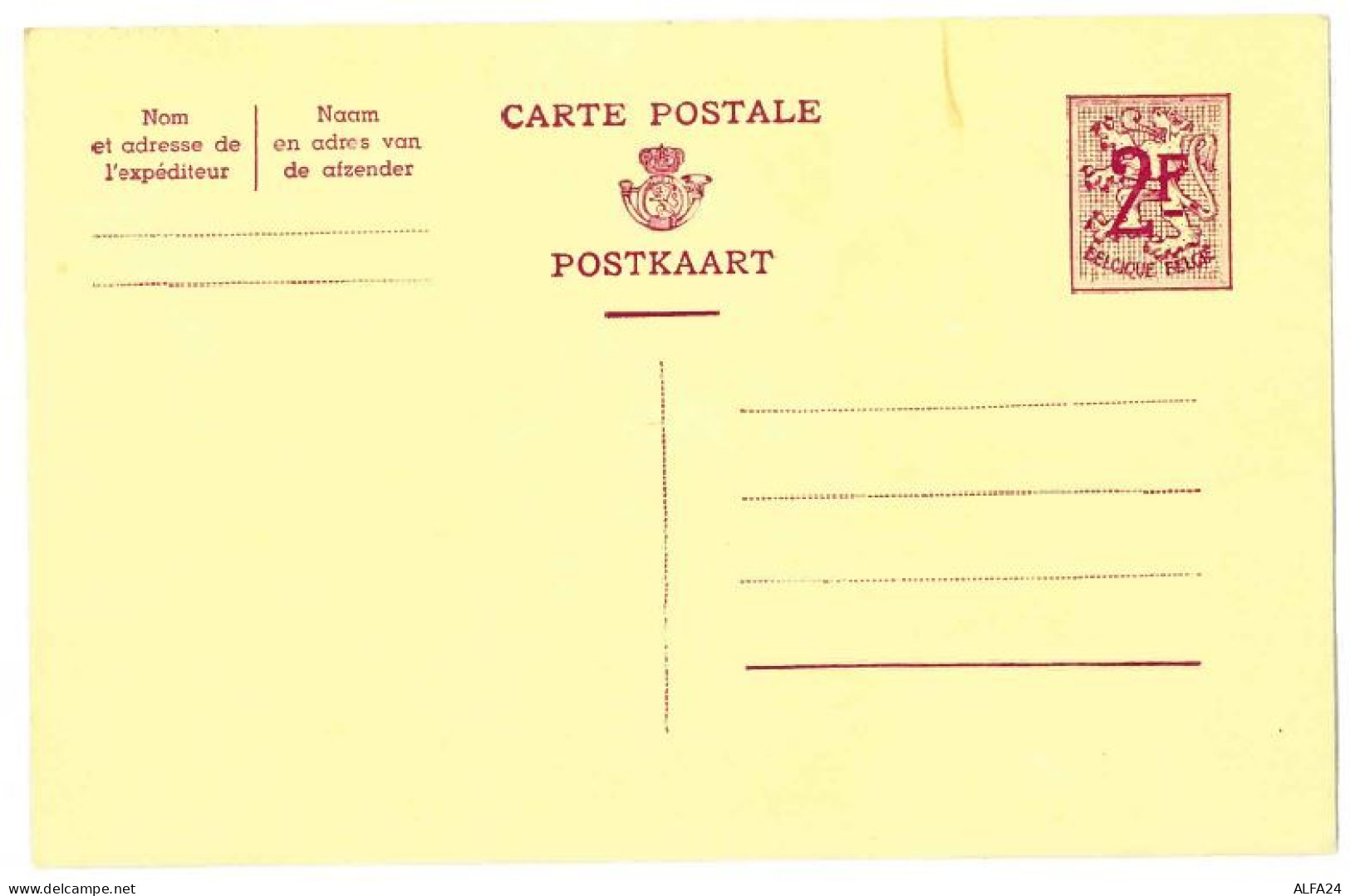 CARTOLINA POSTALE BELGIO NUOVA 2F (RL170 - Cartes Postales