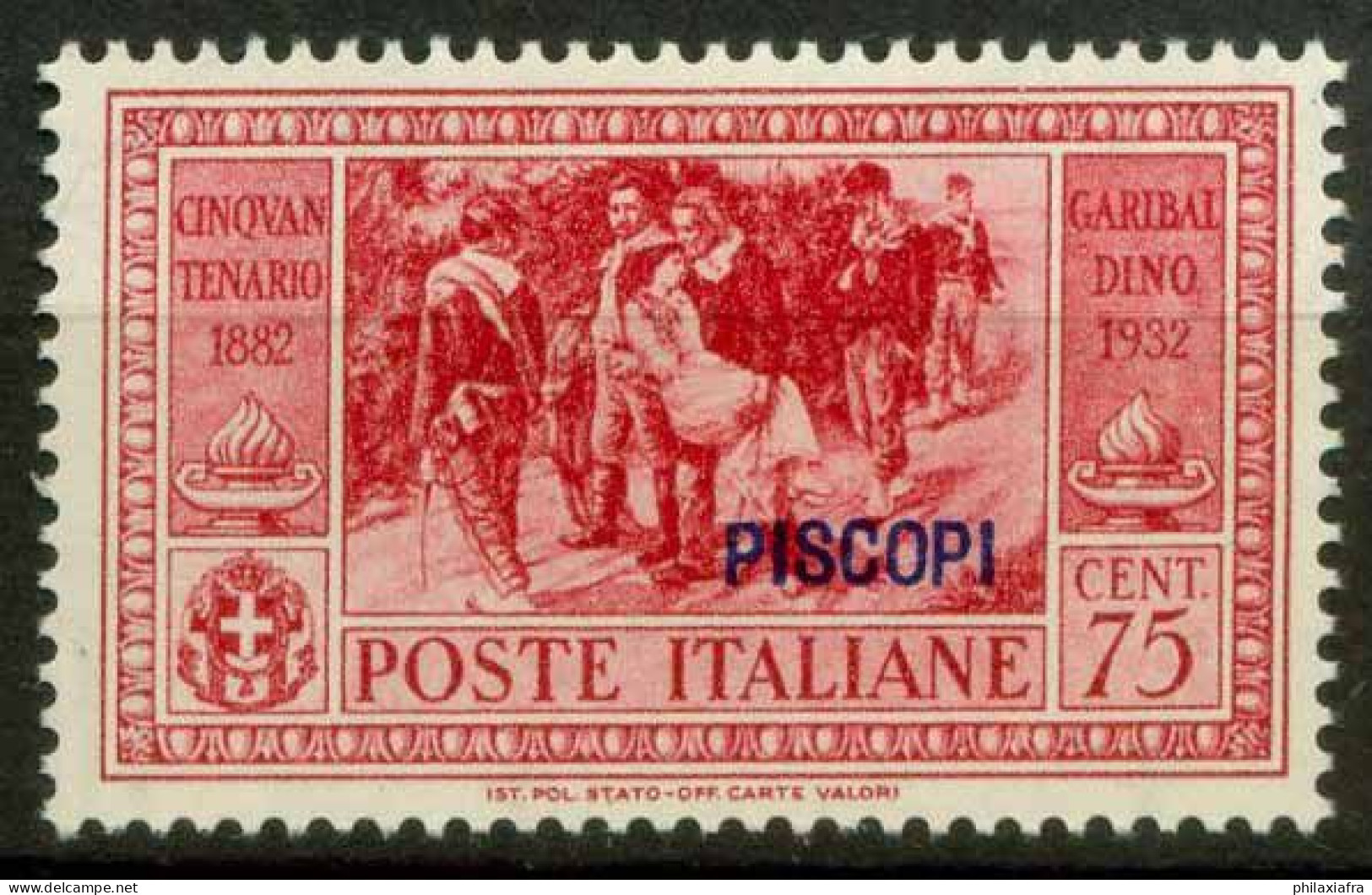 Tilos 1932 Sass. 22 Neuf * MH 100% Garibaldi - Egeo (Piscopi)