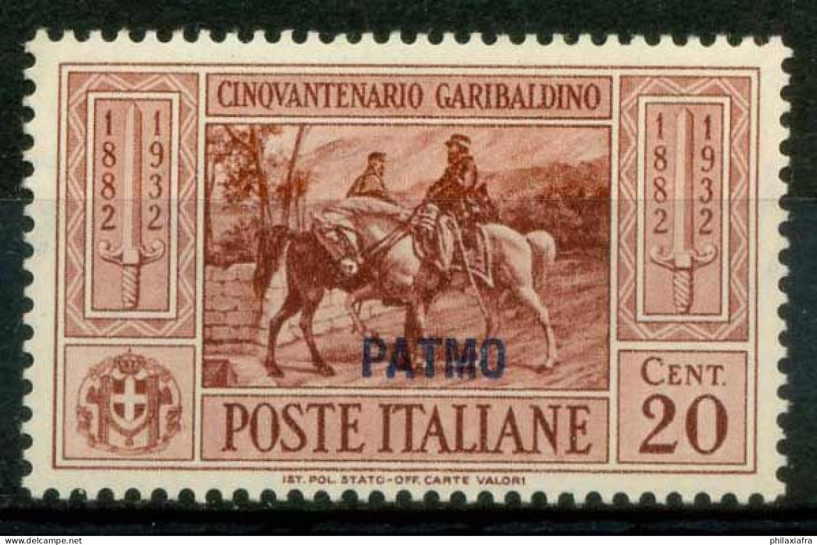 Patmos 1932 Sass. 18 Neuf * MH 100% Garibaldi - Egée (Patmo)