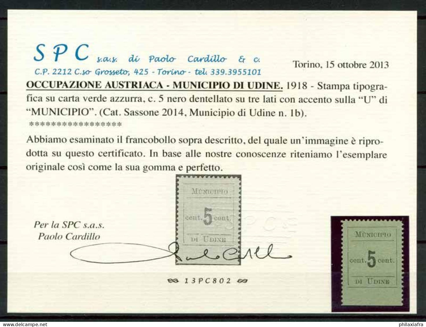 Autriche 1918 Sass. Z2 Neuf * MH 100% Certificat Cardillo - Venezia Giulia