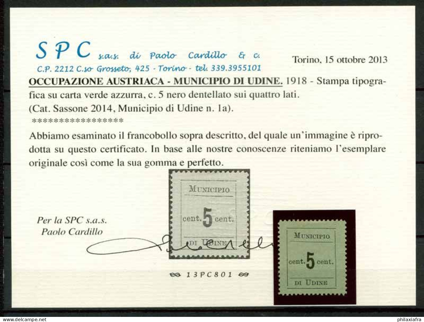 Autriche 1918 Sass. Z1 Neuf * MH 100% Certificat Cardillo - Vénétie Julienne