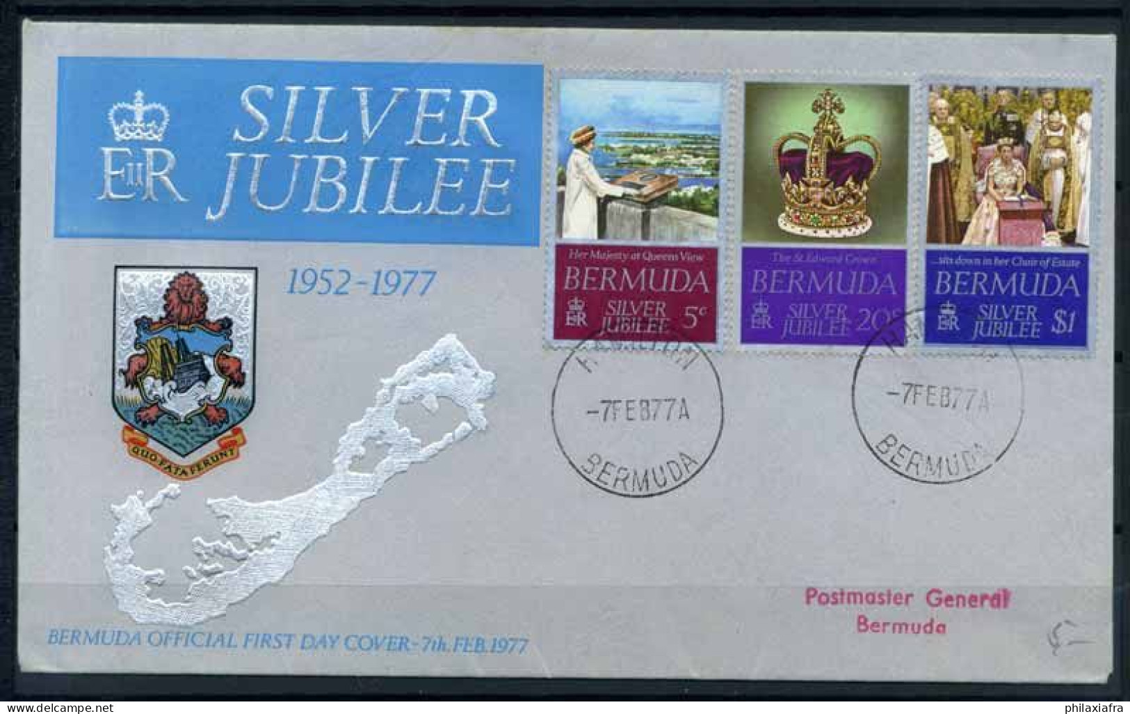 Bermudes 1977 Mi. 336-338 Enveloppe 100% Silver Jubilee - Bermuda