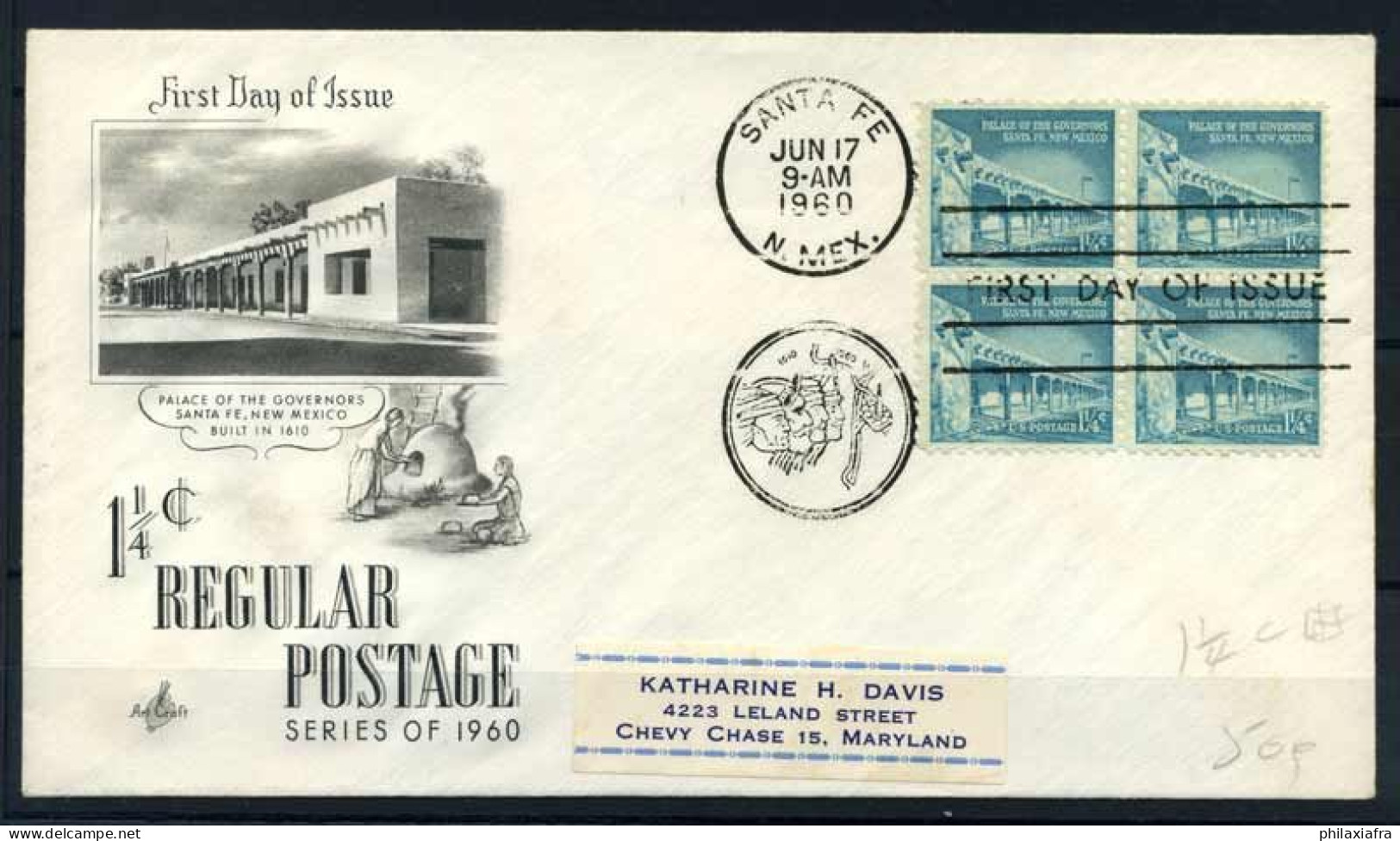 Etats-Unis 1960 Mi. 652A Premier Jour 100% Palais Des Governos - 1951-1960