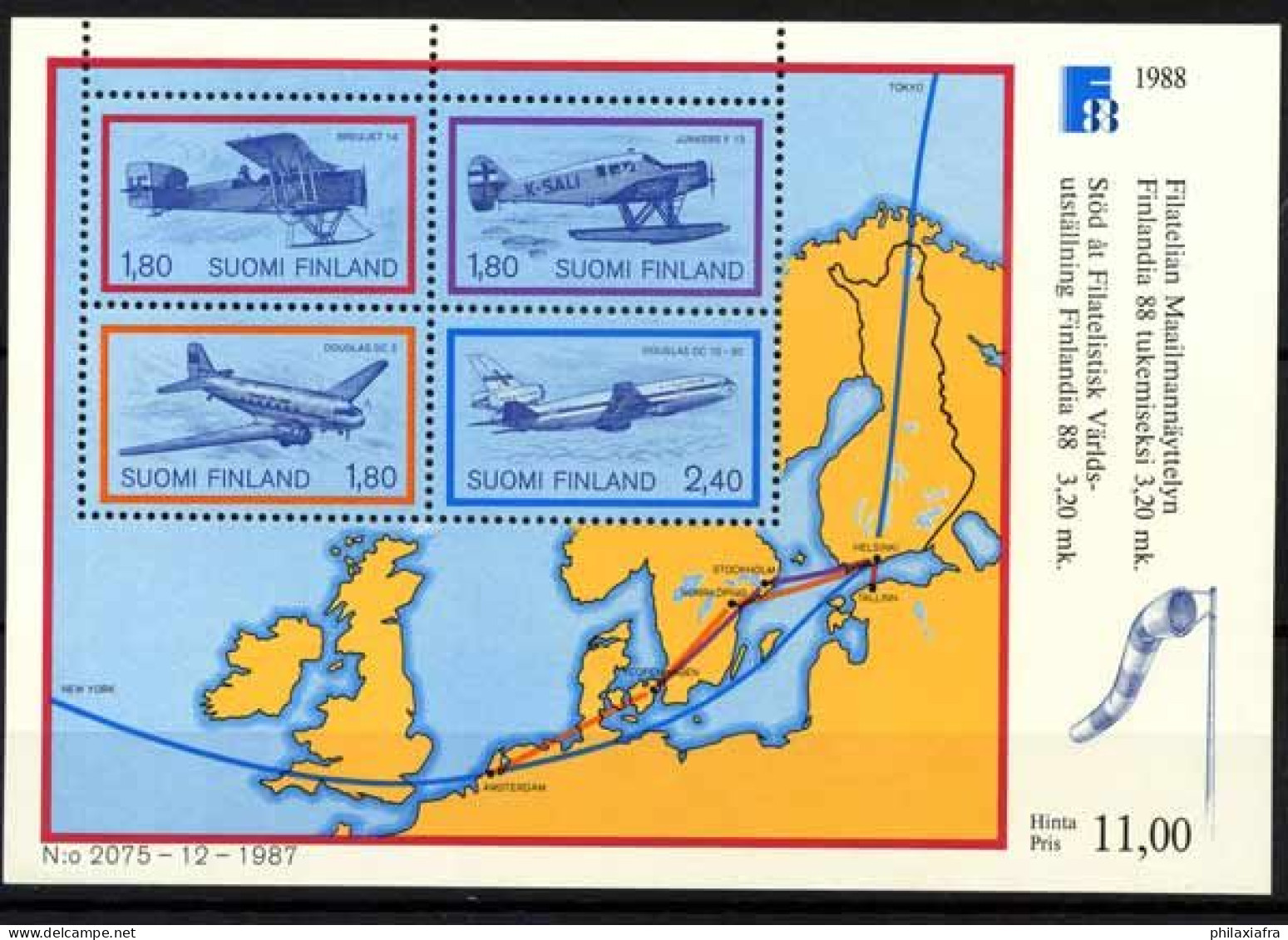 Finlande 1988 SG MS1152 Bloc Feuillet 100% ** Finlandia 88, Air - Blokken & Velletjes