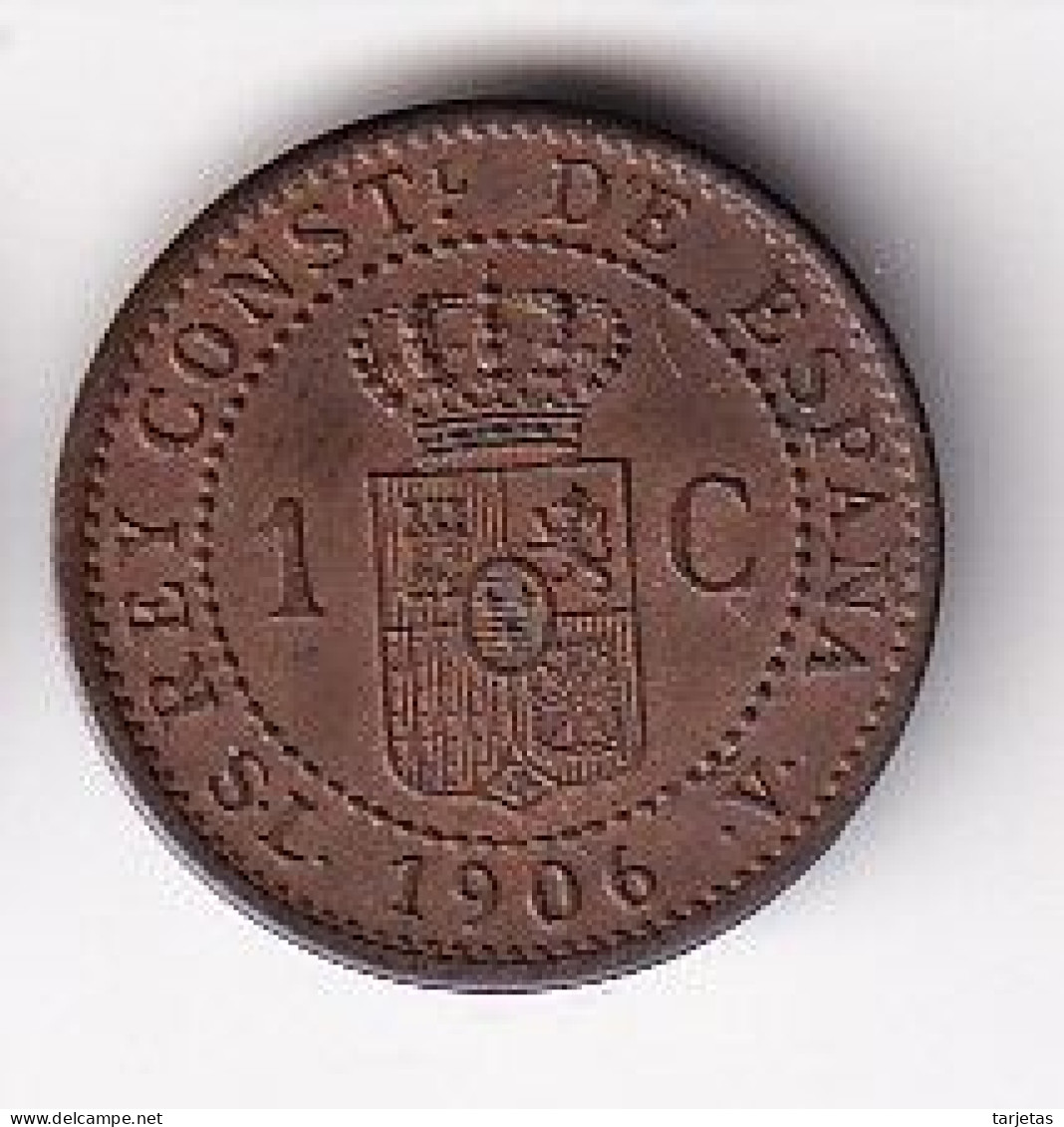 MONEDA DE ESPAÑA DE 1 CENTIMO DEL AÑO 1906 SLV (COIN) ALFONSO XIII - Premières Frappes