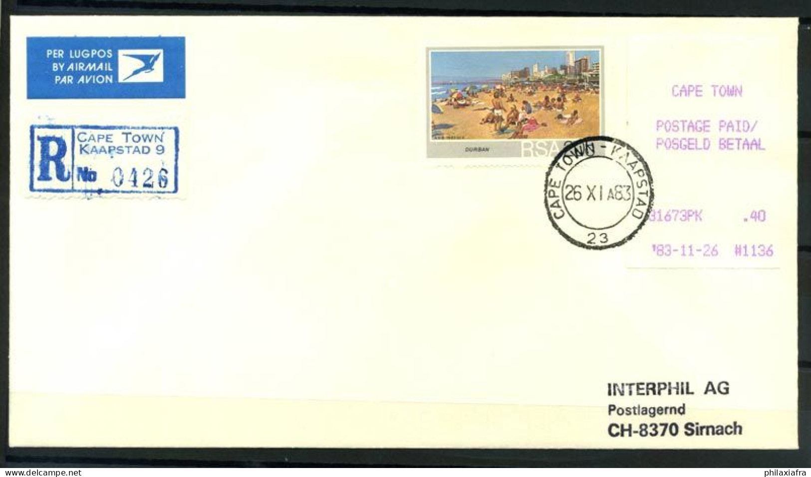 Afrique Du Sud 1983 Enveloppe 100% Le Cap - Storia Postale