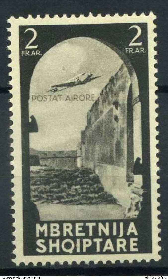 Albanie 1940 Sass. 10 Neuf ** 100% Poste Aérienne 1 F. Marron Noir - Albanië