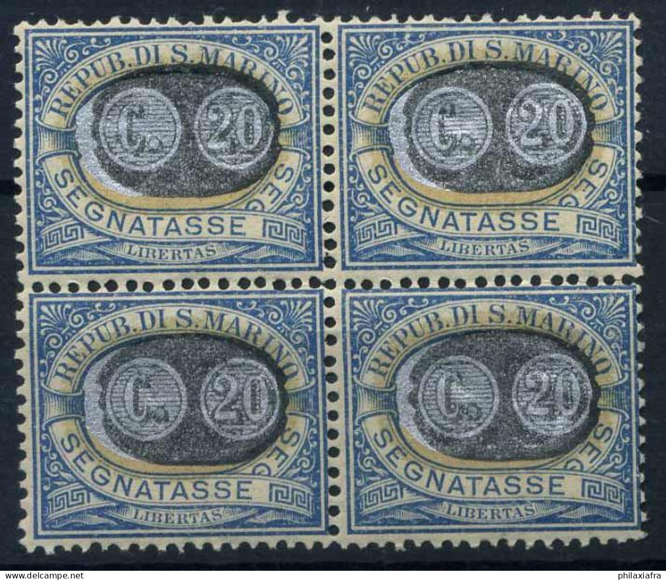 Saint Marin 1931 Sass. 35 Neuf ** 100% Bloc De Quatre Taxe - Segnatasse