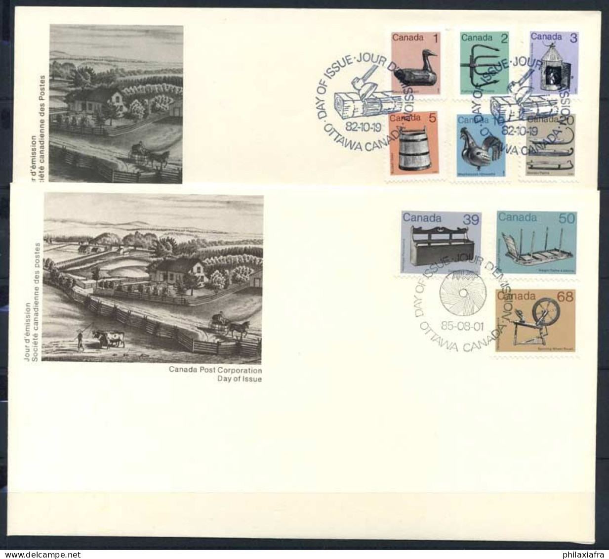 Canada 1982 Mi. 853F-857F+964 Premier Jour 100% Enveloppe Anciens Objets Du Patrimoine - 1981-1990