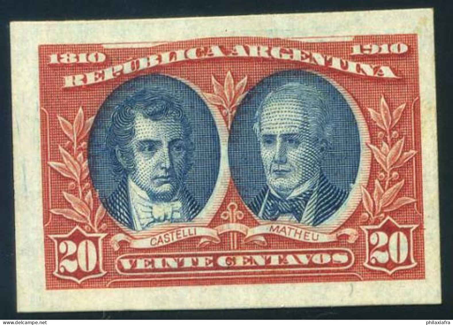 Argentine 1910 Mi. 145 Neuf ** 100% Couleur Épreuve Châteaux, Domingo Matheu, 20 C. - Unused Stamps